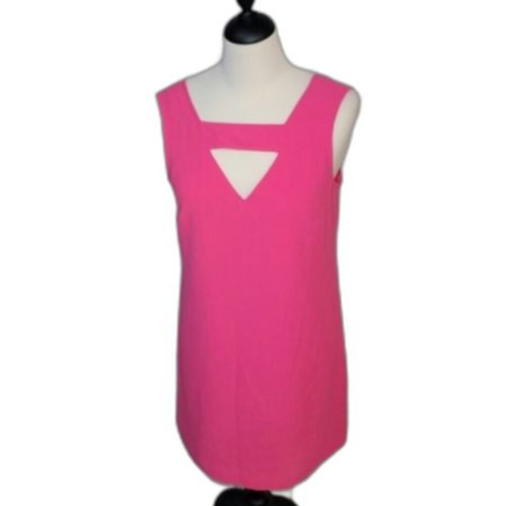 Banana Republic Barbie Hot Pink Sleeveless V-Neck Cut Out Dress Size 4 NWT